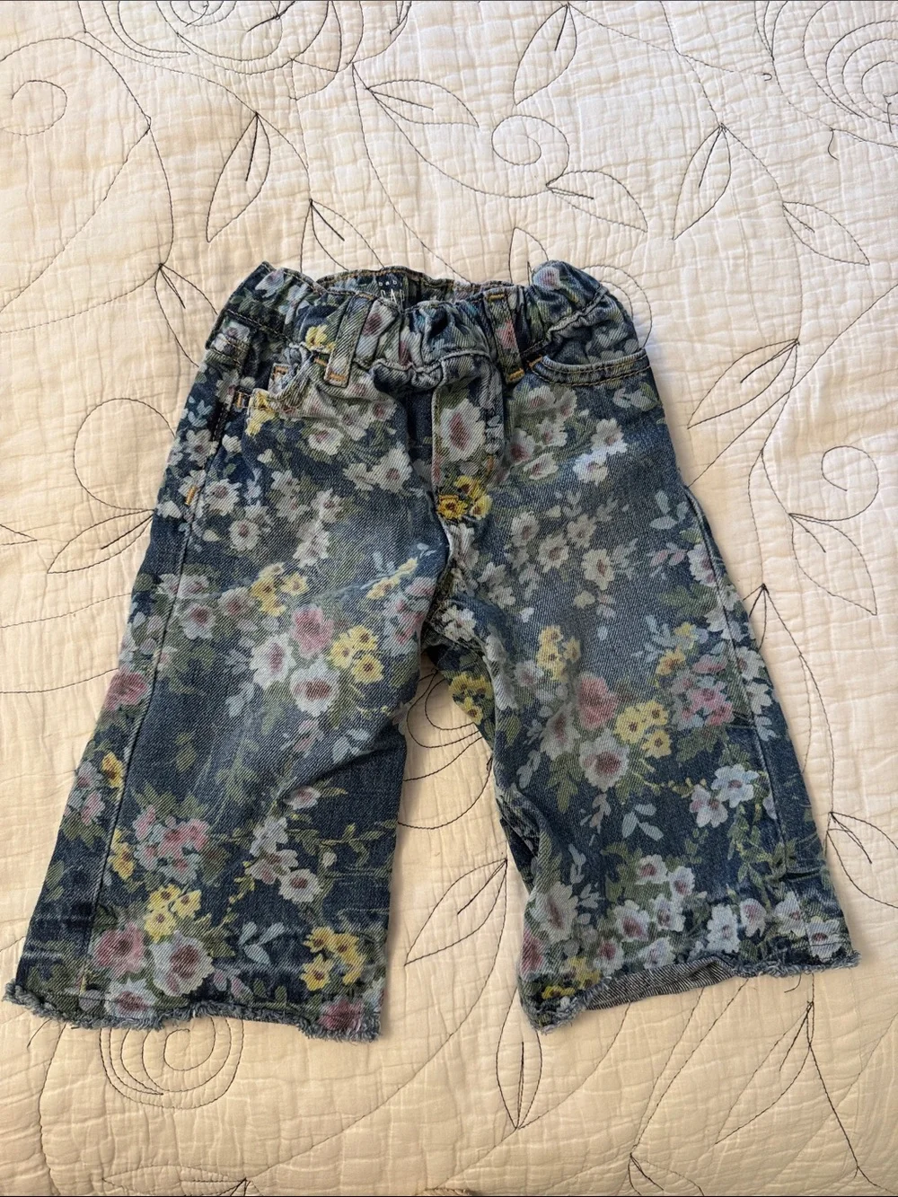 GAP Baby Girls Floral Denim Pull-On Jeans with Flowers 12-18M